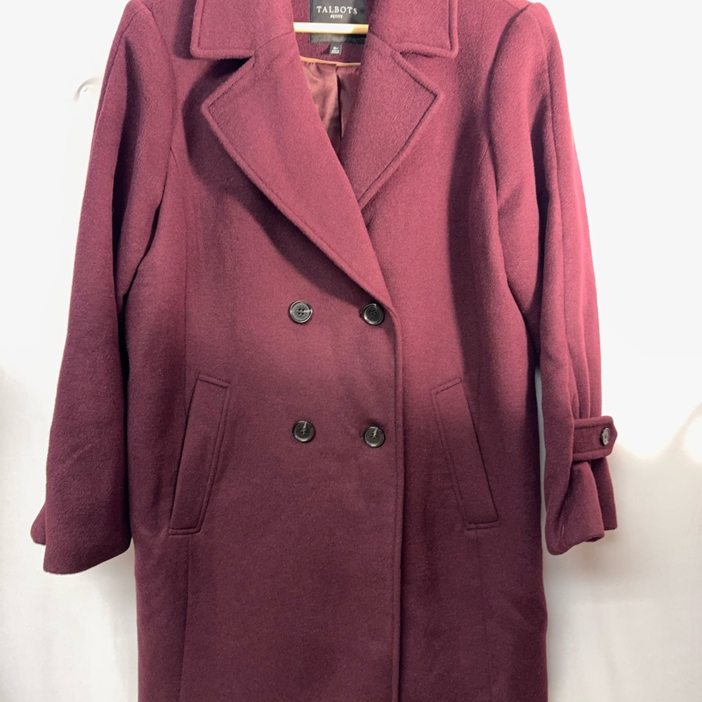 Talbots Petite Burgundy Wool Blend Peacoat XL P